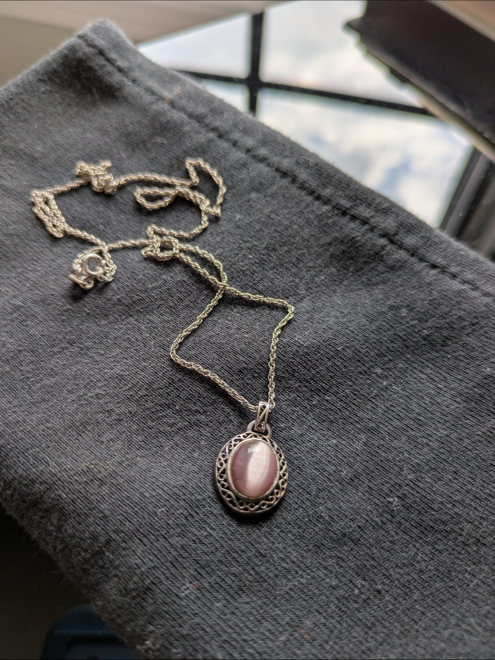 Sterling Silver Cat's Eye Pendant Necklace